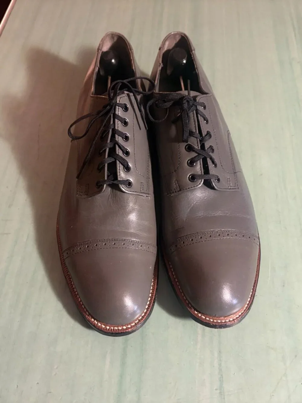 Vintage Mens Stacy Adams Gray Cap Toe Dress Shoes Size 10 E Wide